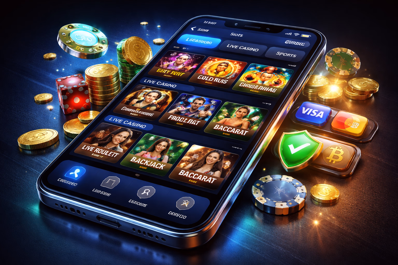 Android phone displaying the JEETBO7 app with vibrant casino icons and premium mobile gaming atmosphere