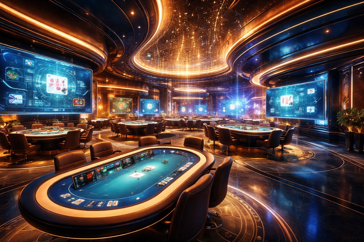 Elegant online casino scene with illuminated card table and digital reels suggesting premium JEETBO7 play